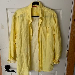 Medium Tommy Bahama yellow linen button-up